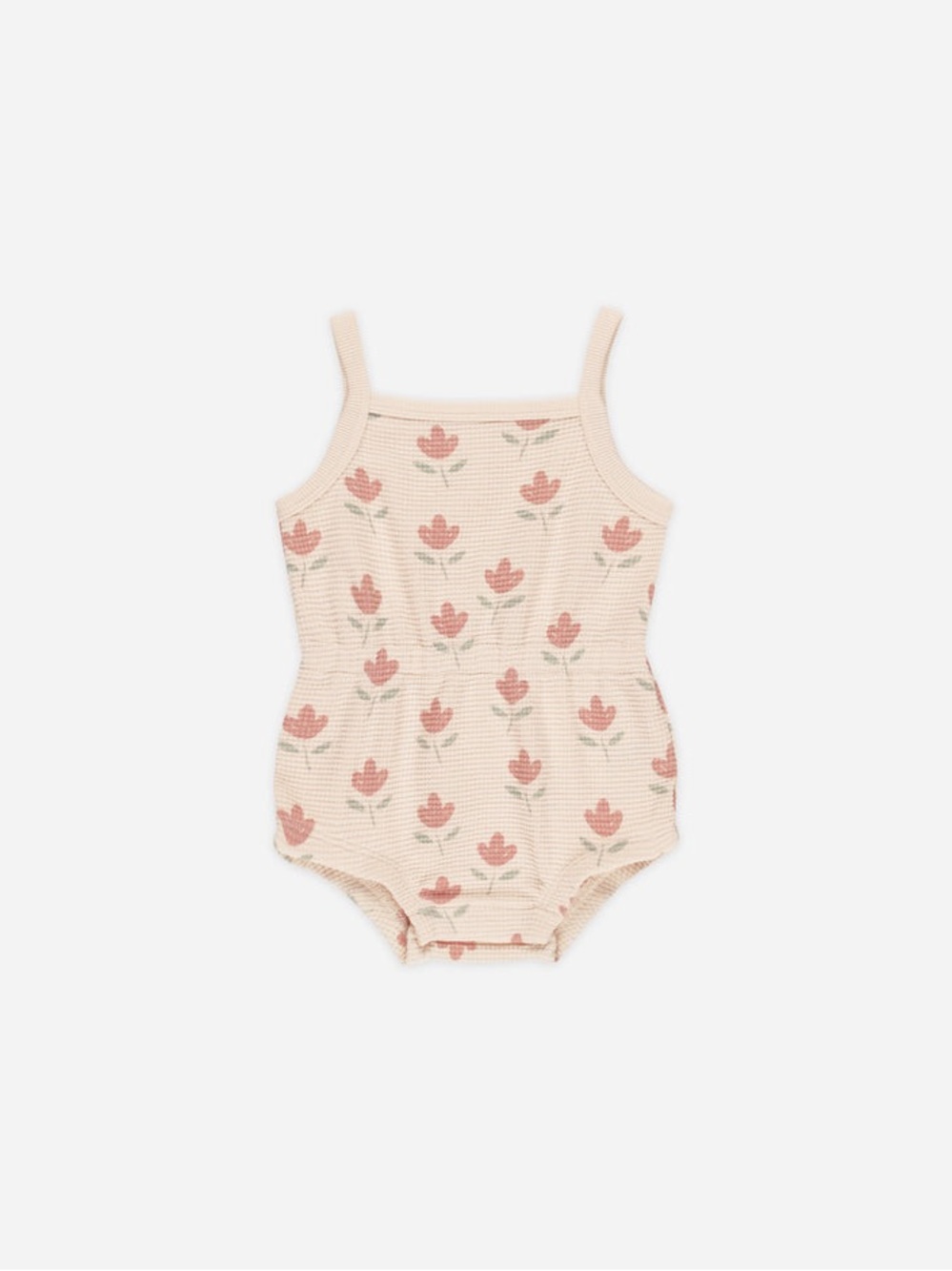 Quincy Mae Floral Waffle Knit Baby Onesie in Blush Pink
